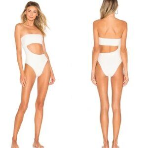 Frankies Bikinis Ribbed Carter Cut Out One Piece Swimsuit Size XS